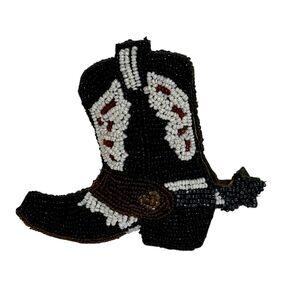 Vintage Beaded Cowboy Boot Christmas Ornament Flawed See Description